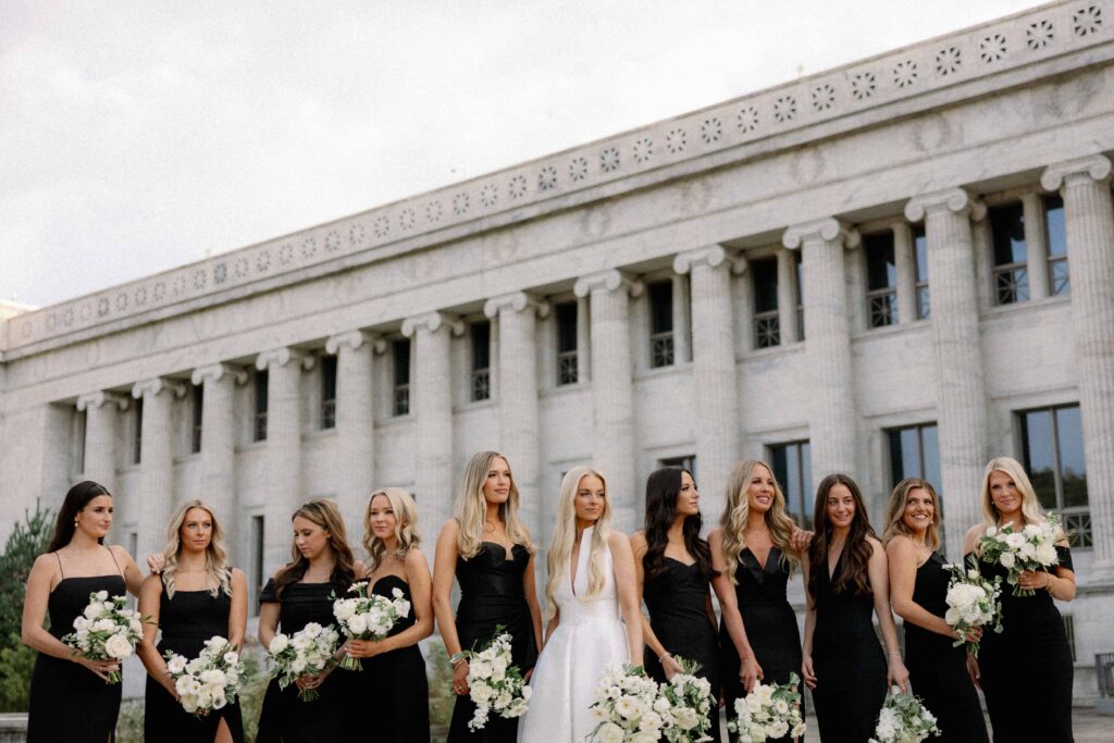 Wedding party photos at the Field Museum in Chicago, near the Bridgeport Art Center.