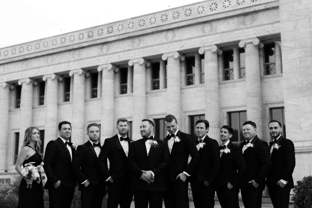 Wedding party photos at the Field Museum in Chicago, near the Bridgeport Art Center.