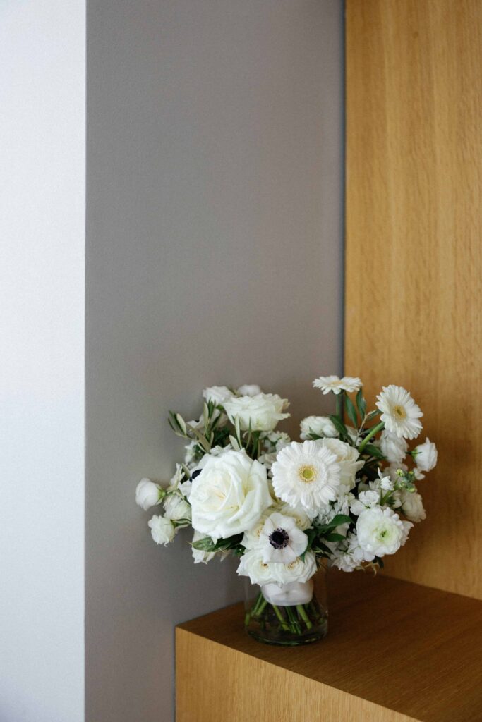 Floral details before a Chicago wedding at the Bridgeport Art Center.