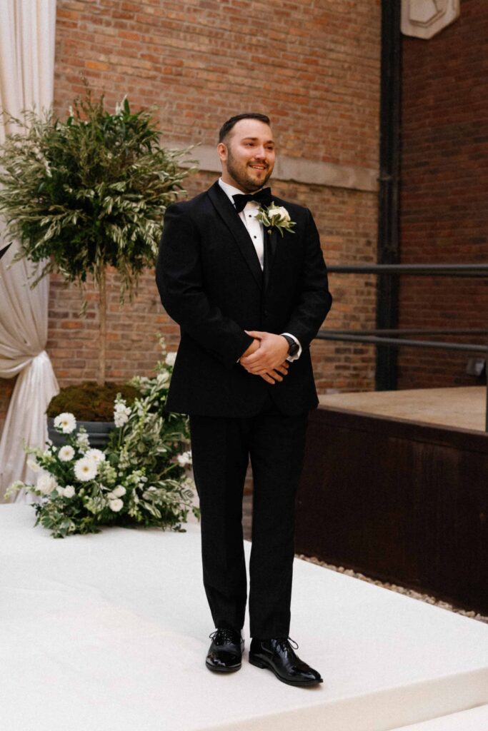 Groom in the Sculpture Garden at Bridgeport Art Center.