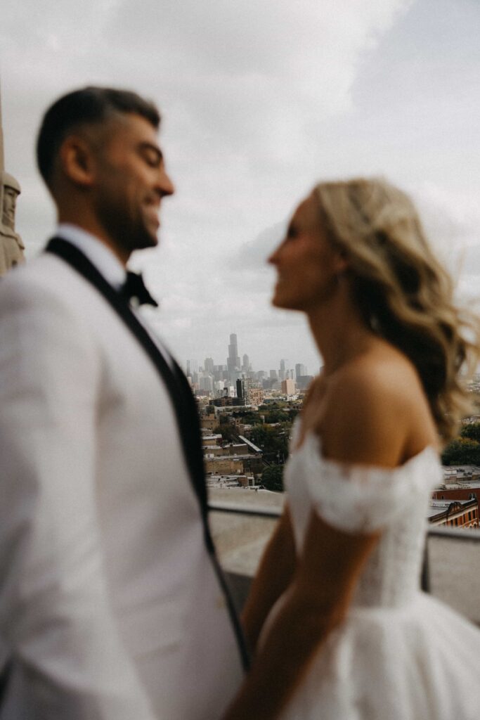 Editorial wedding portraits at a Bridgeport Art Center wedding in Chicago.