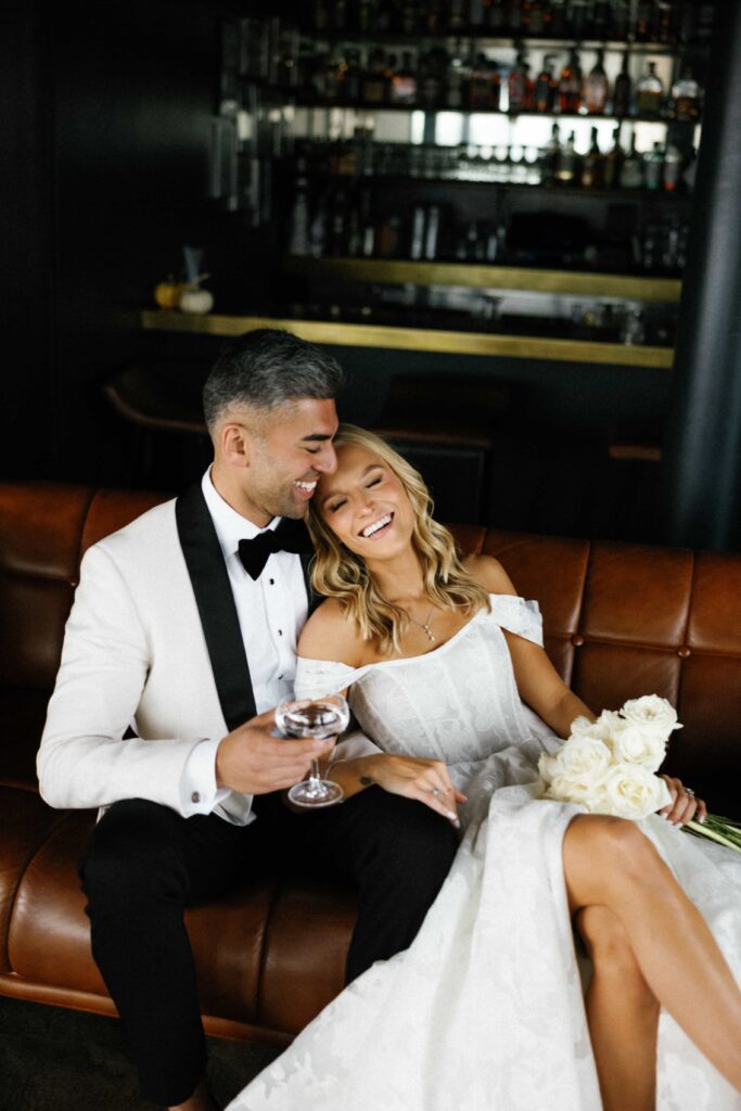 Vintage modern bride and groom portraits at a Bridgeport Art Center wedding in Chicago.