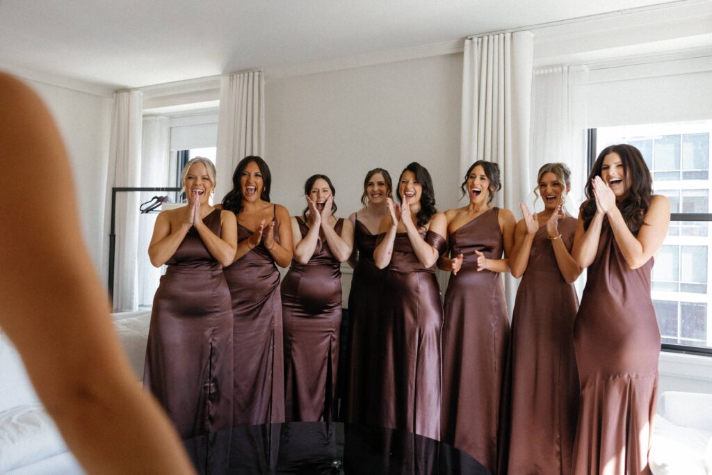 Bridesmaids at Bridgeport Art Center pre wedding.