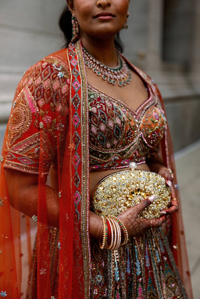 Indian bridal portraits at her Chicago Cultural Center wedding.