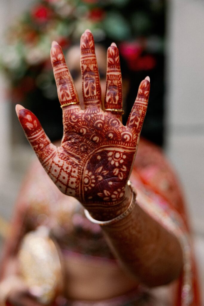 Indian bridal henna portraits at her Chicago wedding.