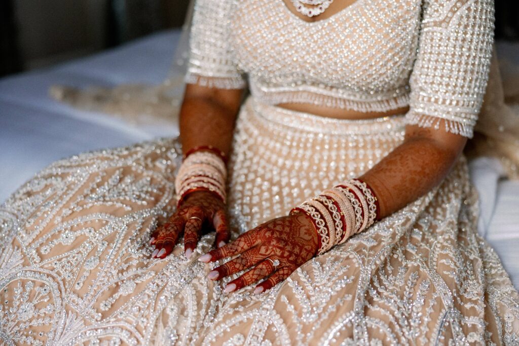 Indian bridal portraits before her Chicago Cultural Center wedding.