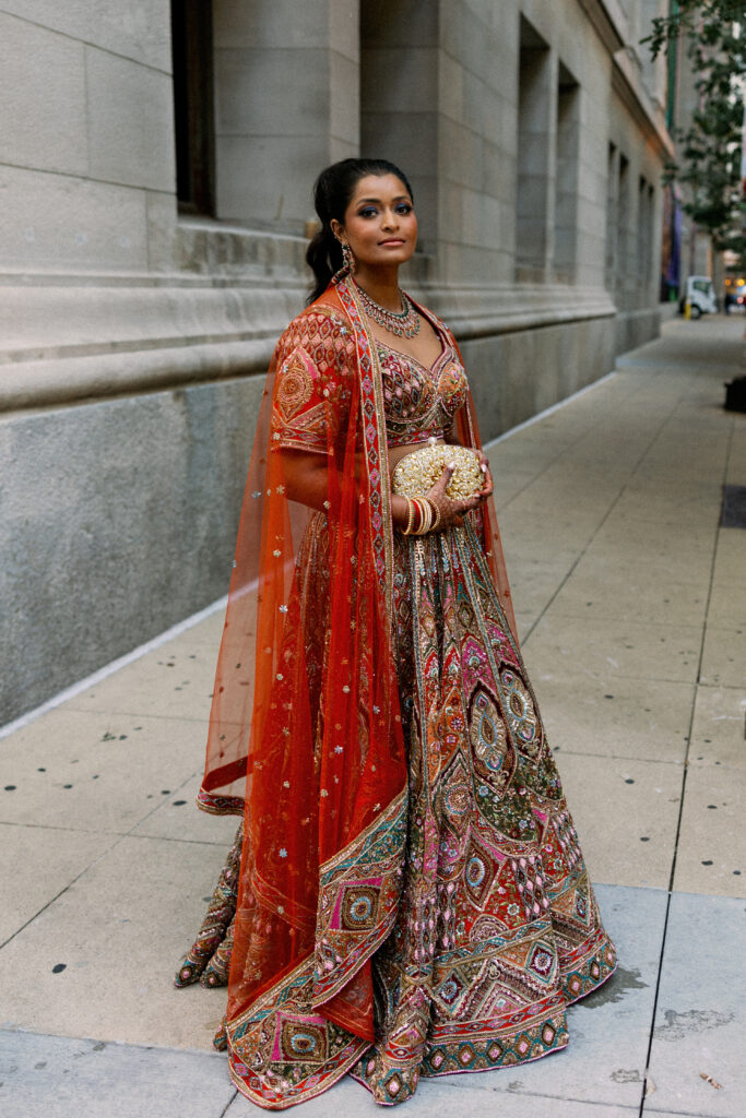 Indian bridal portraits at her Chicago Cultural Center wedding.