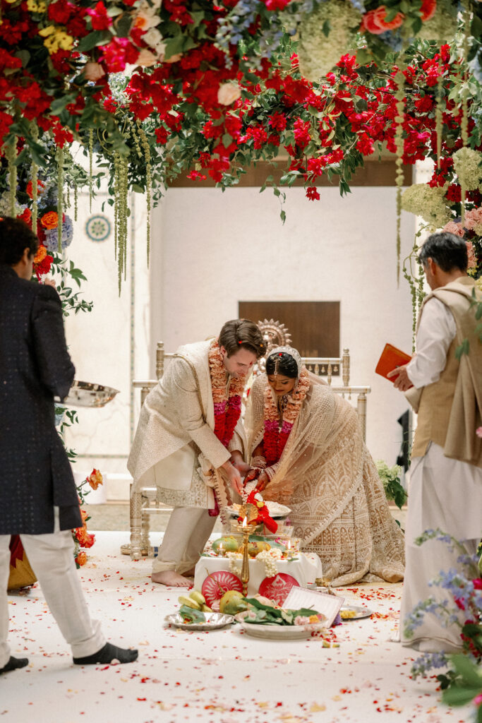 Indian tradition at wedding ceremony at Chicago Cultural Center