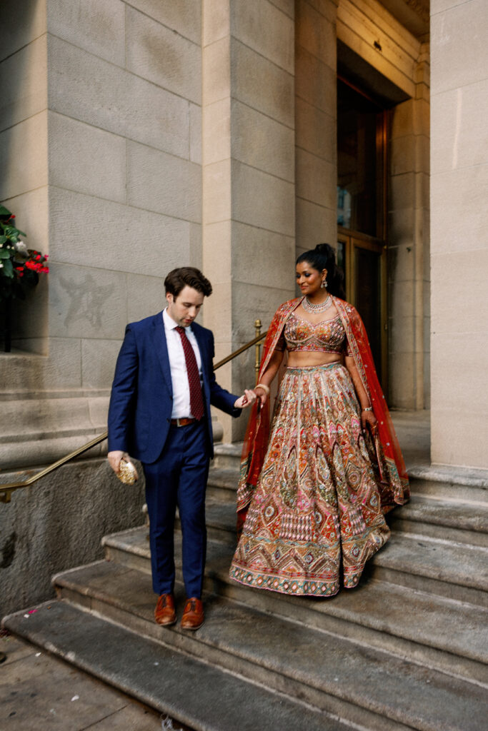 Indian bride and groom portraits at their Chicago Cultural Center wedding.