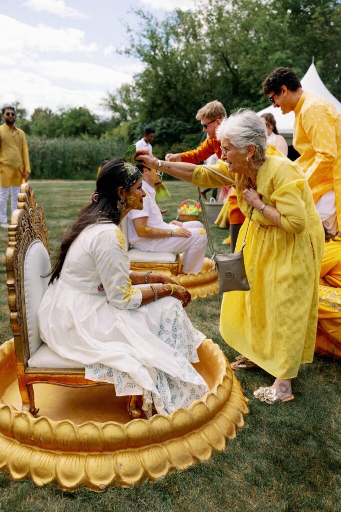 Indian bride and groom before their water ceremony.