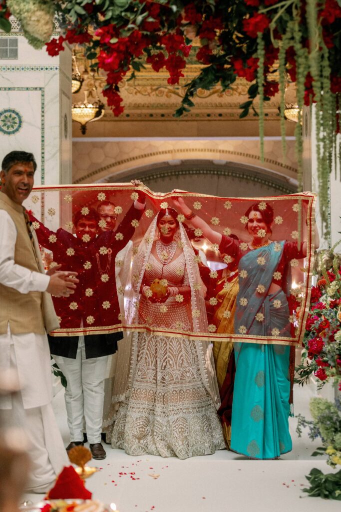 Vibrant Indian wedding in Chicago with traditional decor and celebration.