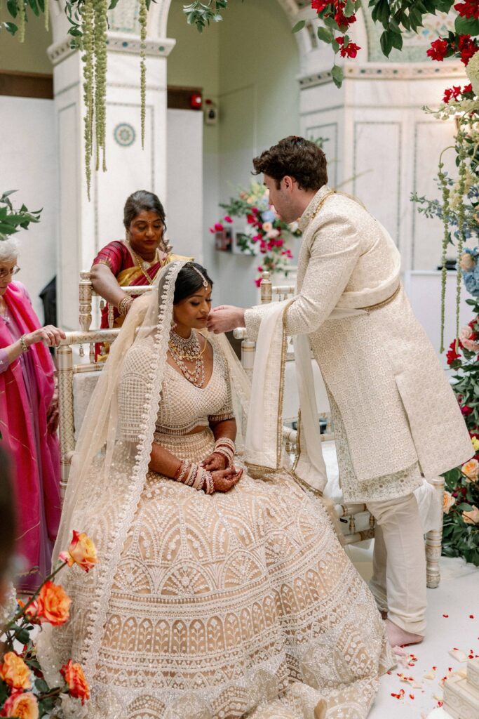 Vibrant Indian wedding in Chicago with traditional decor and celebration.