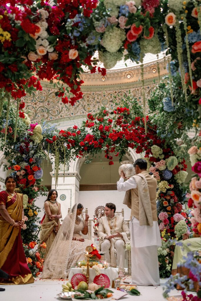 Bride and groom at their Chicago Cultural Center wedding ceremony.