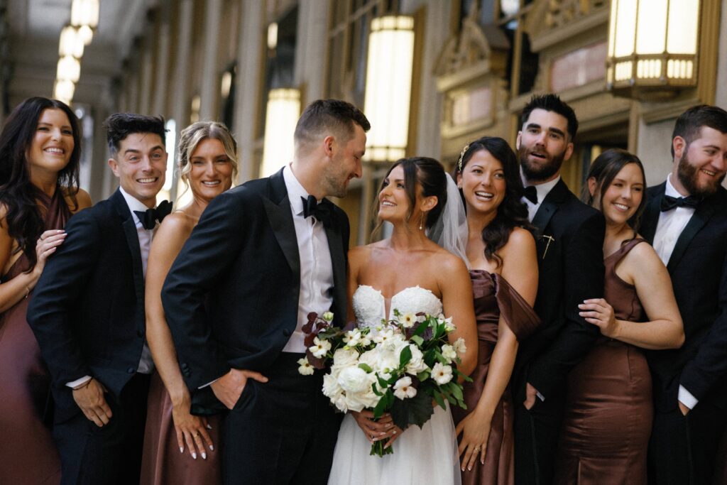 Wedding party portraits outside Bridgeport Art Center in Chicago.