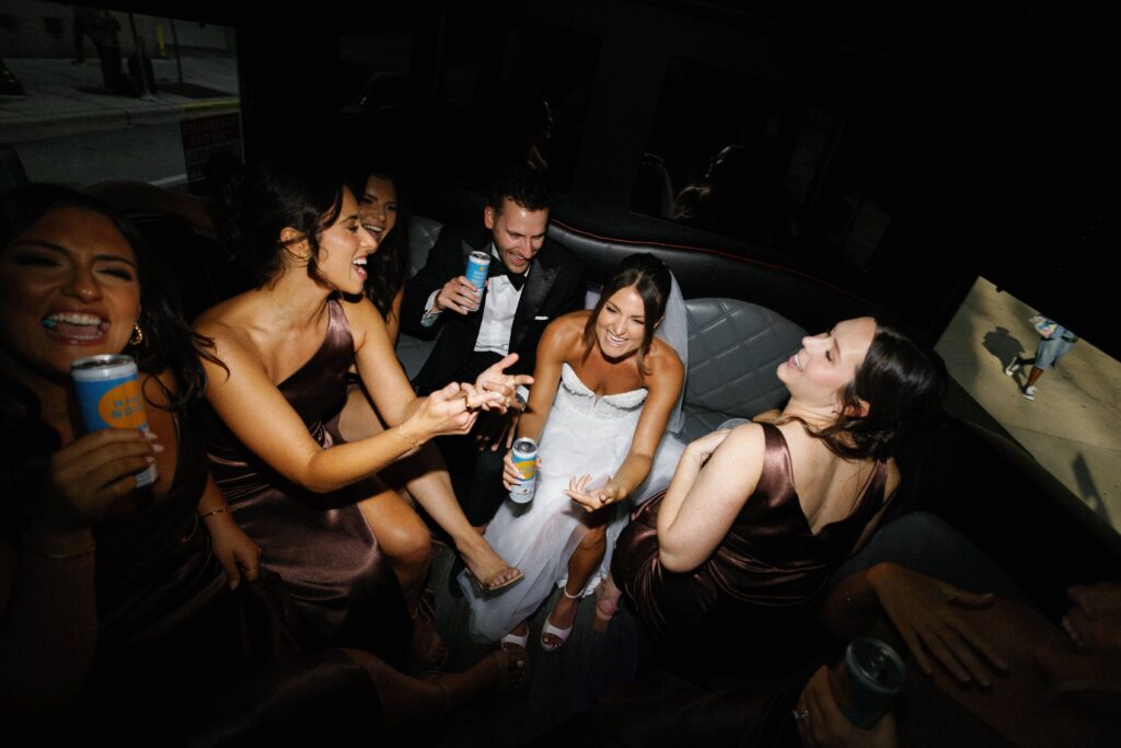 Chicago party bus wedding photos!