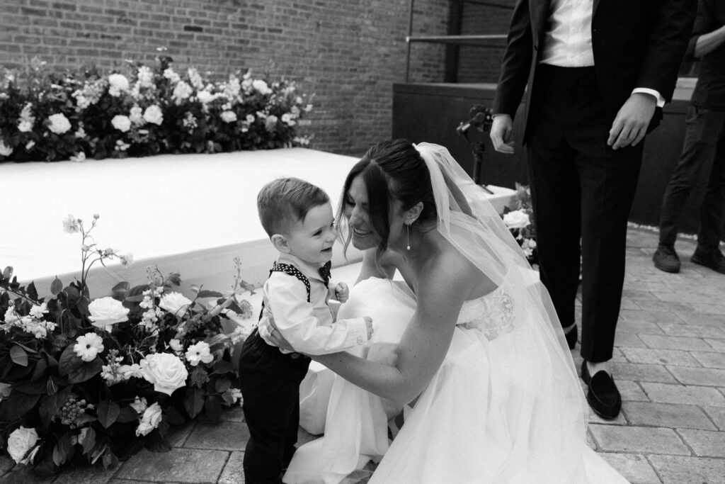 Candid moments with the bride and a guest at their Chicago wedding.