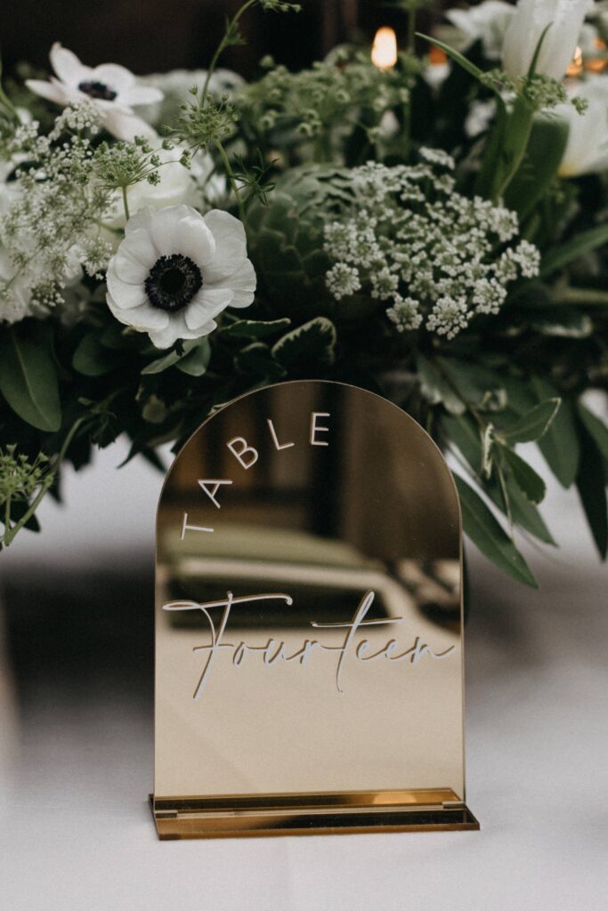 Table decor at a Revel Space wedding reception.