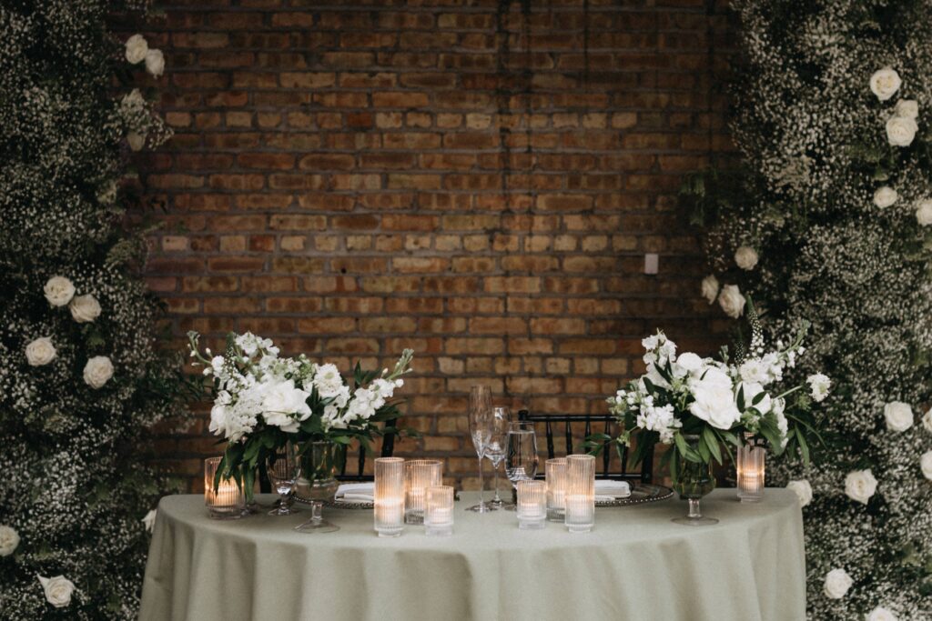 Sweetheart table at a Revel Space wedding reception.