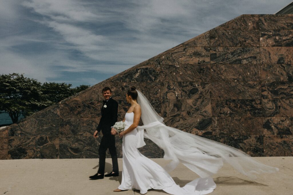 Adler Planetarium editorial wedding day portraits.