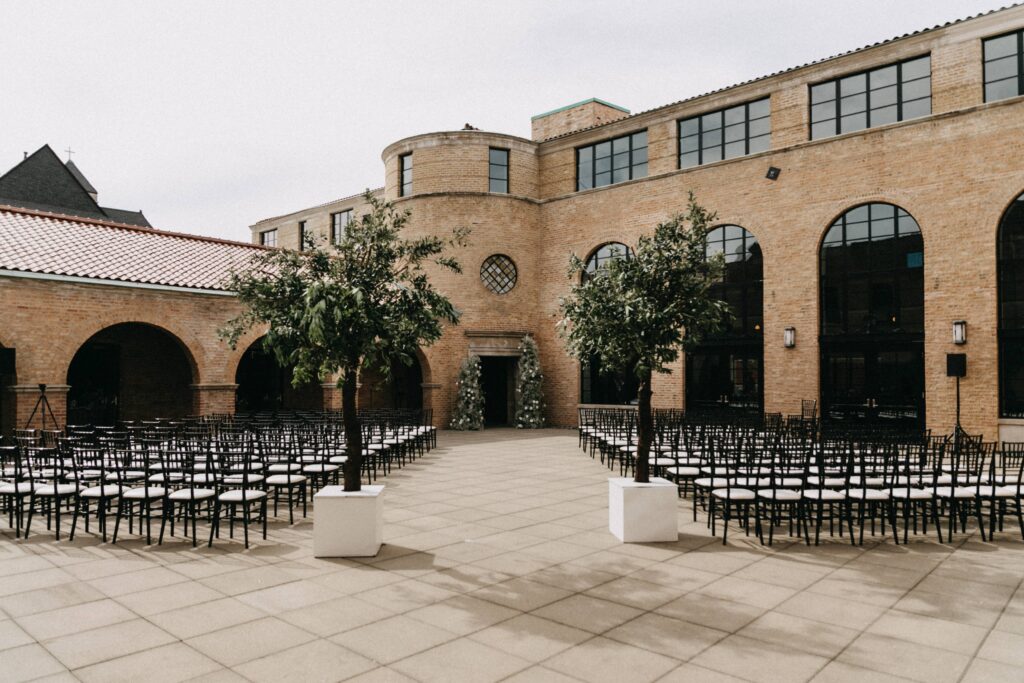 Revel Space wedding ceremony space in the courtyard.