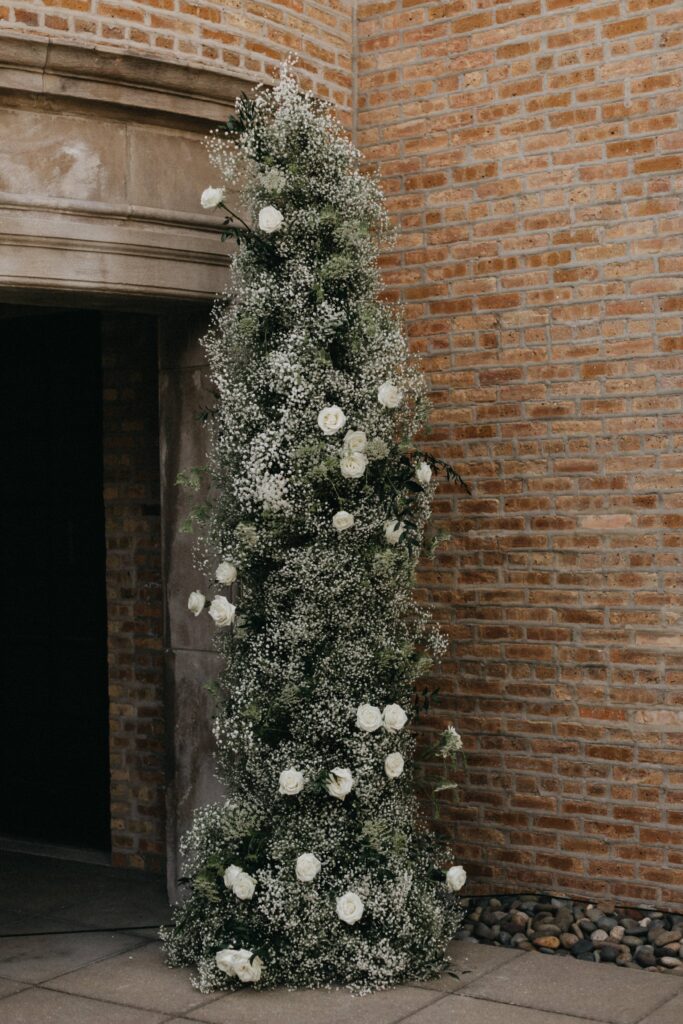 Classic wedding florals at Revel Space.