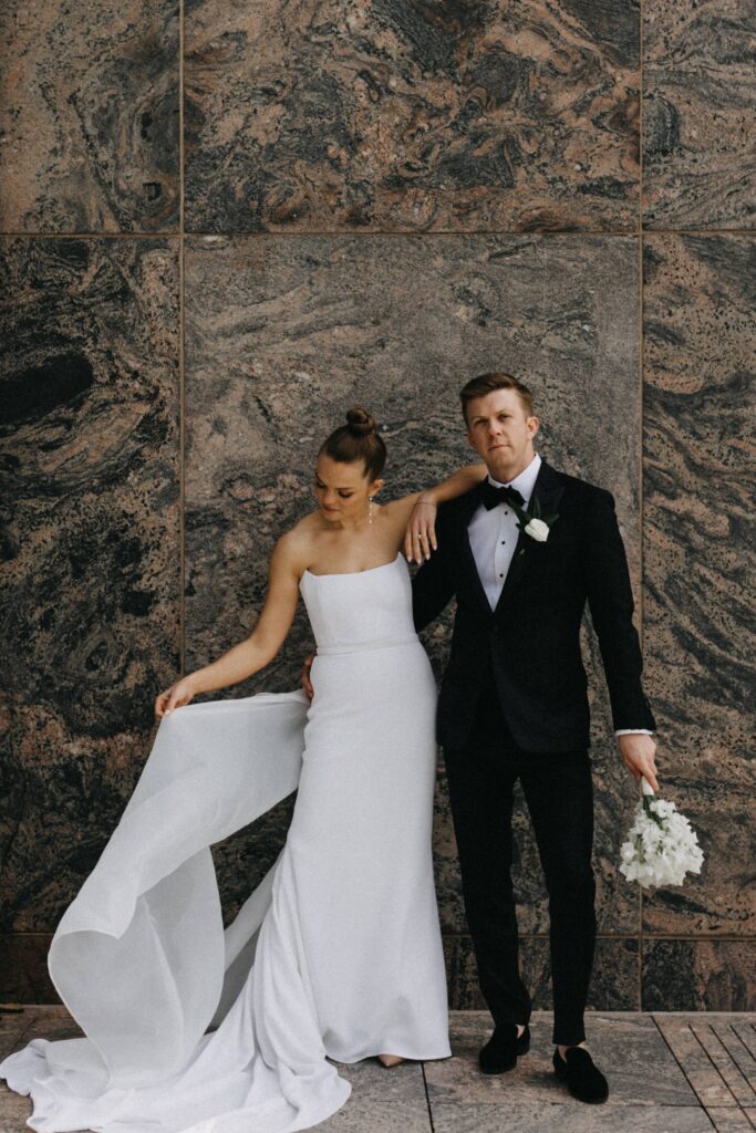 Editorial, vogue inspired, wedding portraits in Chicago at the Adler Planetarium.