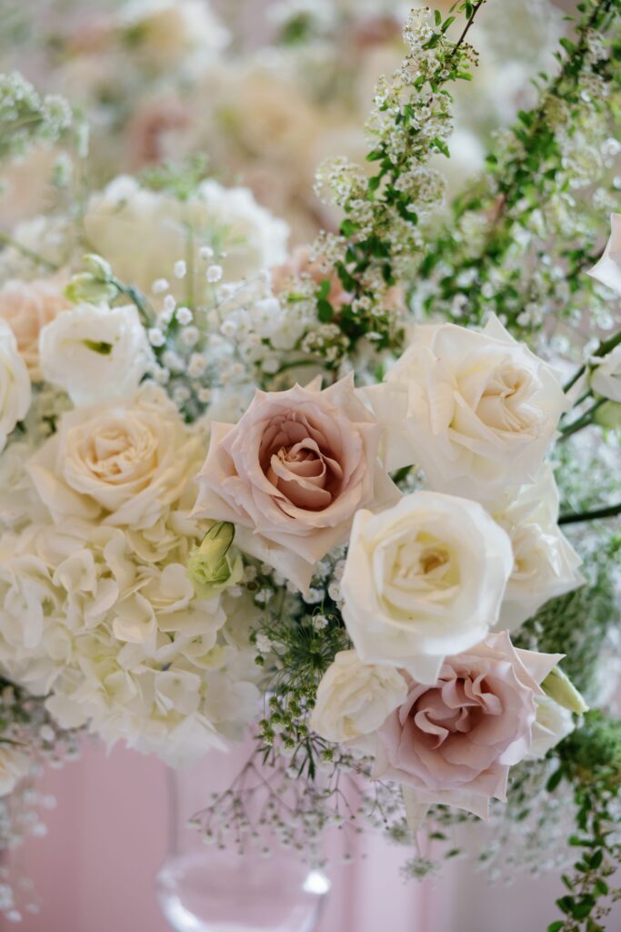 Close up of wedding flowers at The Old Post Office