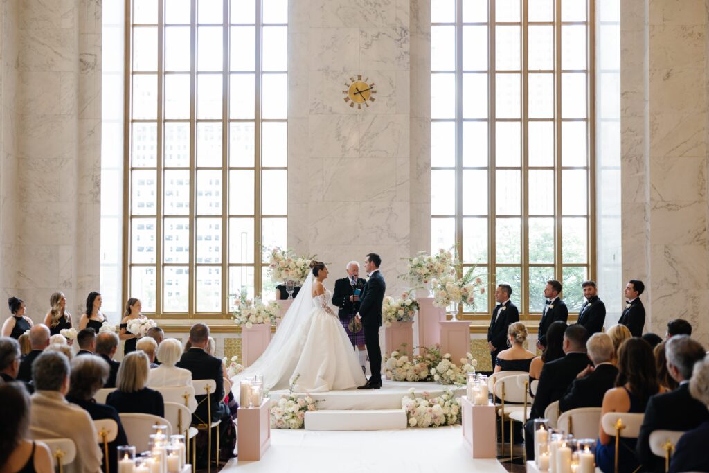 Bride and groom at the alter at The Old Post Office
