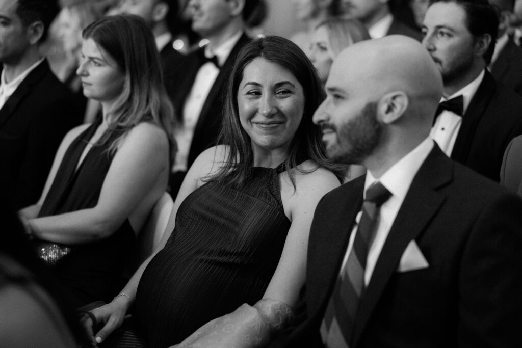 Guests smiling for glamorous wedding ceremony in Chicago