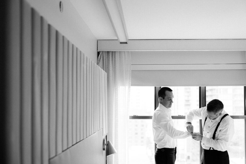 Groom gets ready at The Old Post Office