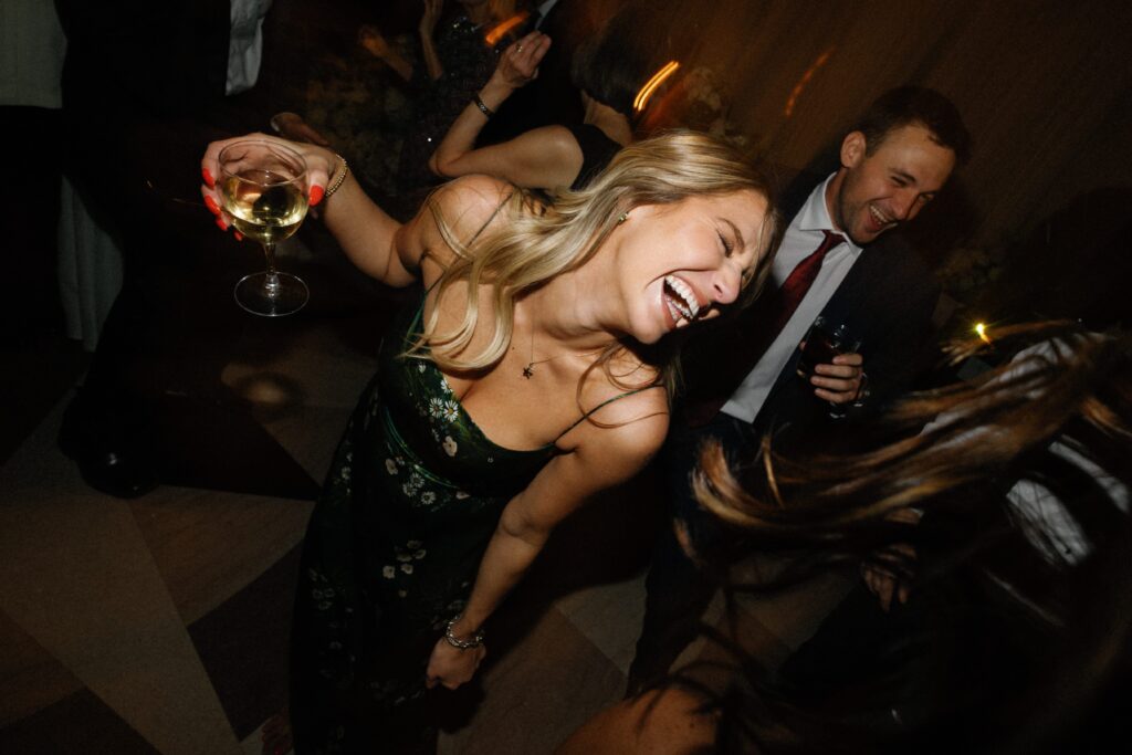 Guests dancing at Chicago wedding reception at The Old Post Office