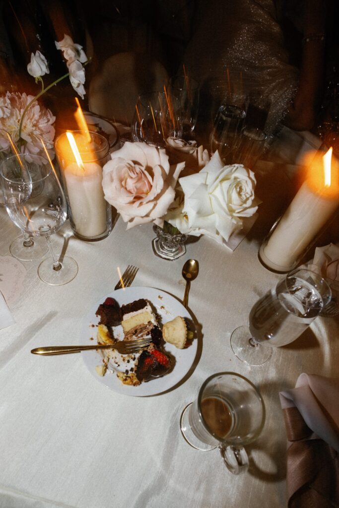 Table details at wedding reception in Chicago